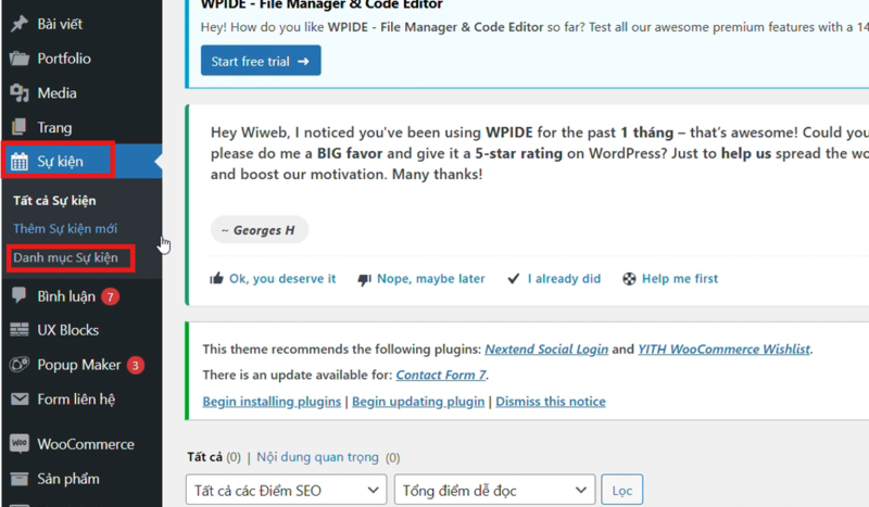 huong-dan-tao-custum-post-type-trong-wordpress-8 Truy cập CTP Sự kiện, chọn thêm danh mục sự kiện